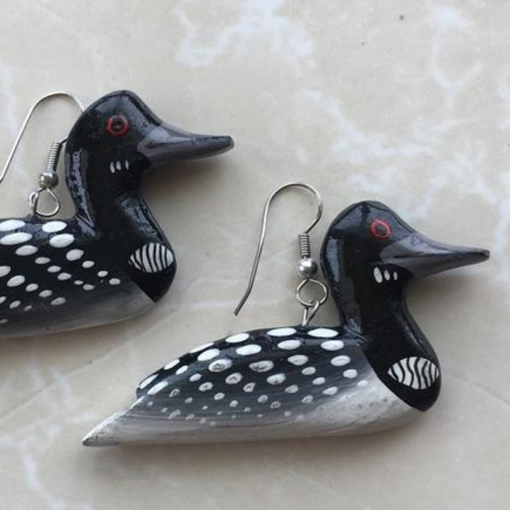 Atta Handcrafted Bali Art Geese Pierced Earrings